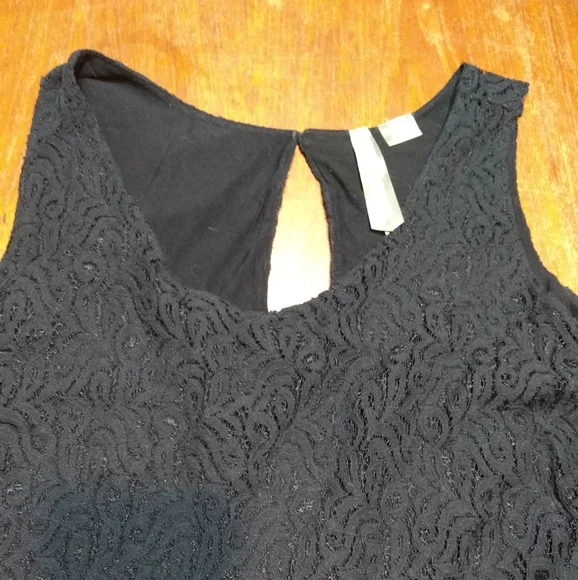 Penningtons Size 4X Black Lace Swing Tank Shirt, Sleeveless, Lined - Picture 2 of 8